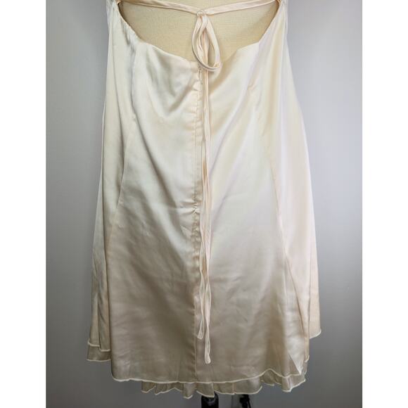 Forever 21+ Ivory Cream Golden Satin Slip Dress Women's 1X EUC Tie Neck Lined - Picture 6 of 8